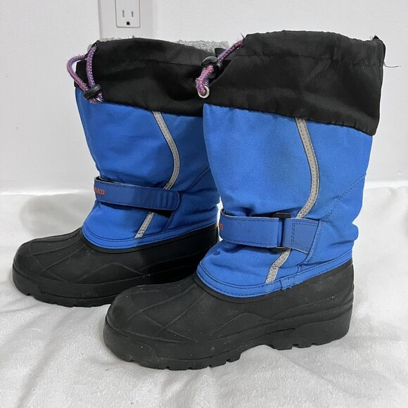 LL Bean Winter Snow Boots Kids Size 3 Blue and Black Water Resist. - Picture 1 of 8